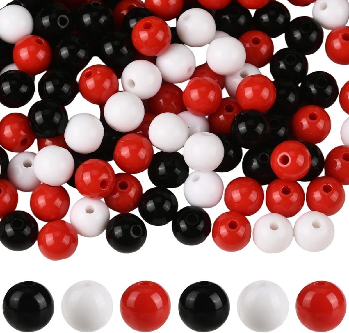 Kralen acryl parelkralen zwart rood kleurrijke ronde bal ondoorzichtig klein ambacht losse gladde afstandhouders accessoires voor sieraden armbanden