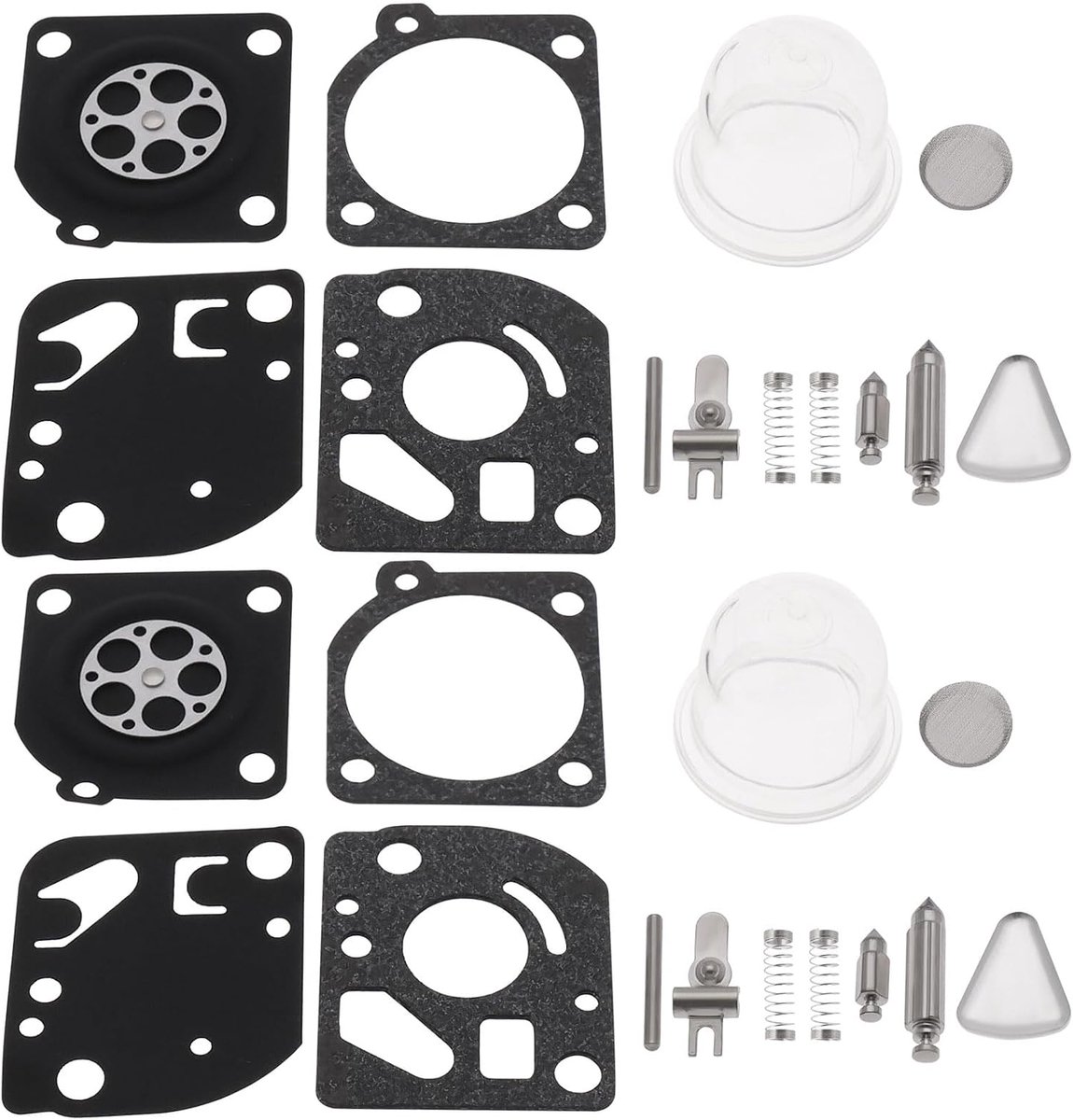 2Set Trimmer Carburateur Membraan Reparatieset 545081848 Carburateur Pakking Kit 545130001 Compatibel met Husqvarna 125R 128R 124C 128 CD LDX DJX 128LD 128RJ Trimmer