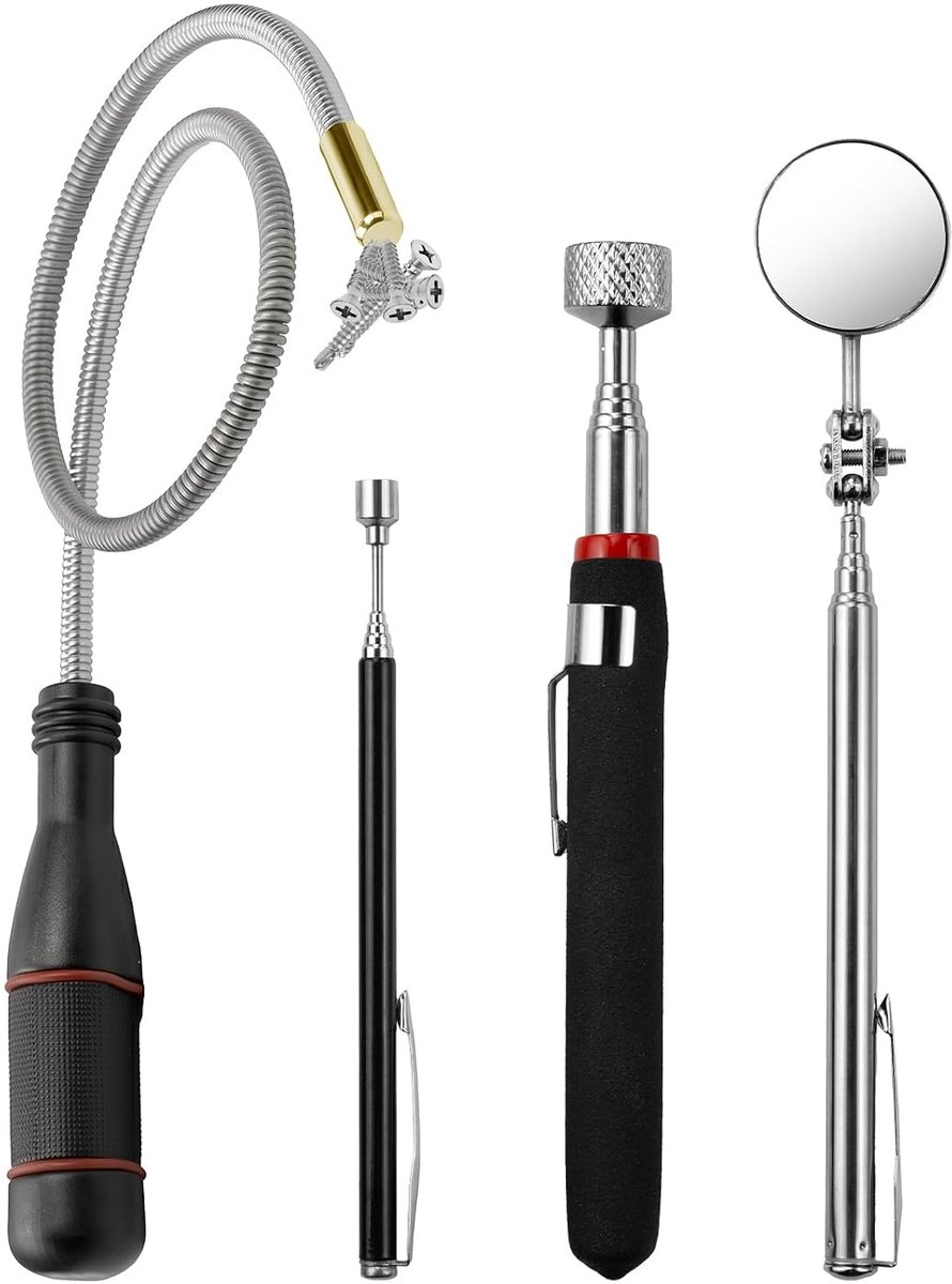 Set van 4 telescopische magneetstaven, 50 - 65 cm, extra sterke magneet met een capaciteit van 0,7 - 4,5 kg voor het herstellen van kleine onderdelen, schroeven en moeren