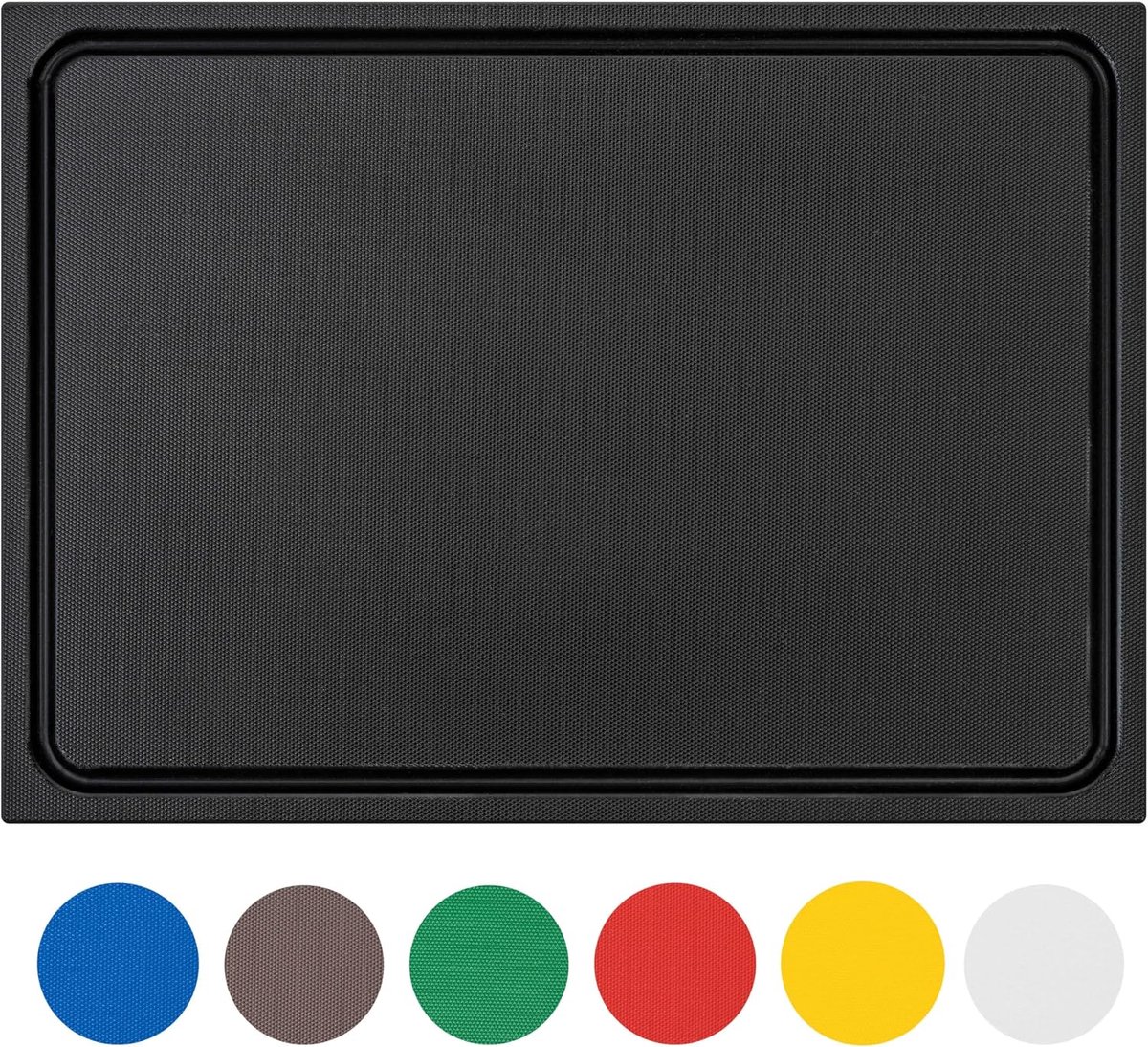 stevige kunststof snijplank | zwart, 45x30x2 cm | vaatwasmachinebestendig, EXTRA dik, | kleuren & maten selecteerbaar | HACCP Bar & BBQ snijmatten | hakplank met sapgeul