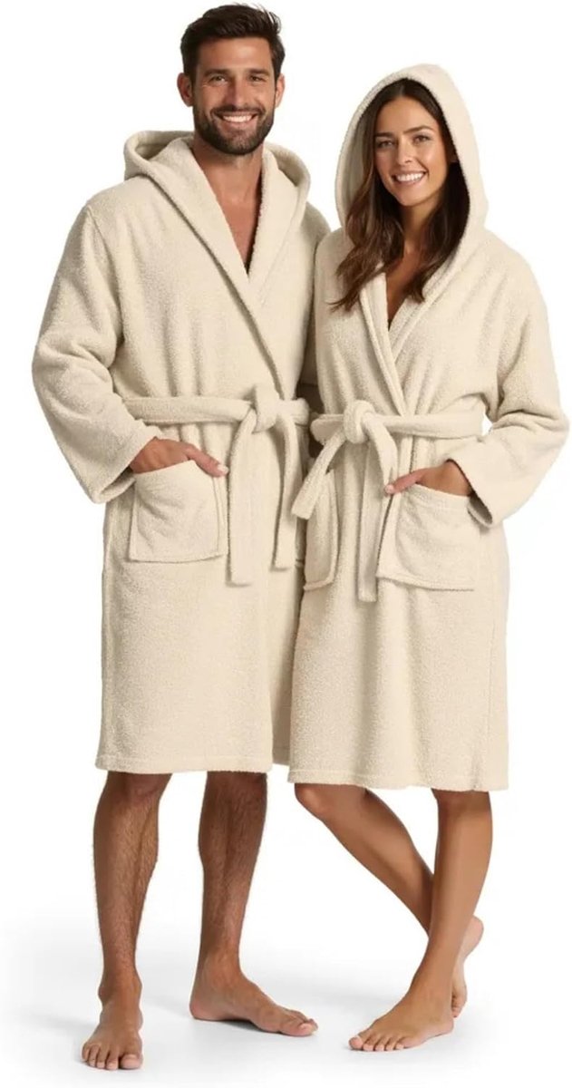 badjas met capuchon, 100% katoen, Oeko-Tex, badjas voor dames en heren, Amerikaanse badstof 420 g/m², zacht en zeer absorberend