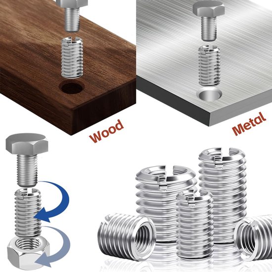 schroefdraadinzetstuk M10 tot M6 x 12 mm, 24 stuks adapters m10 naar m6, roestvrijstalen huls, reparatie — afbeelding 4