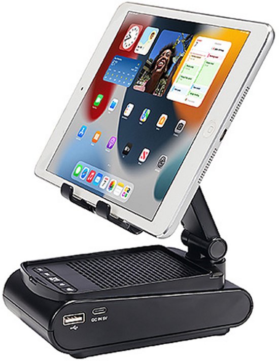 Bluetooth Luidspreker met Mobiele Telefoonstandaard - HD-Surround-Sound - Compatibel met Telefoon en Tablet - 139*80*59mm - Zwart — afbeelding 3