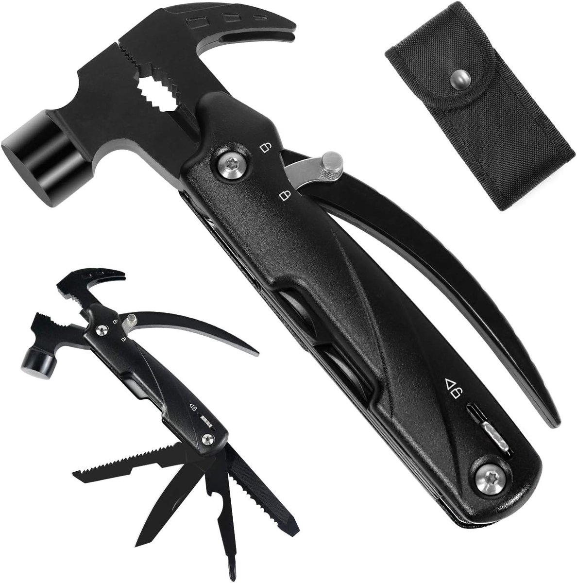 Multitool Hamer 12 in 1 - Opvouwbare Zakgereedschap van Super Gehard Roestvrij Staal voor Camping, DIY en Survivalkit Buiten