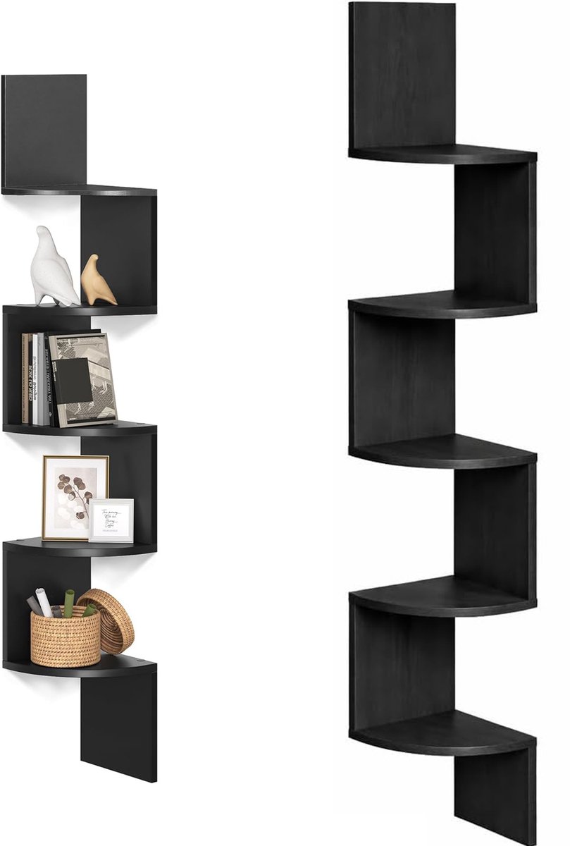 Hoekplank Met 5 Niveaus - Zwevende Displayplank - Hoekplank Voor Wandmontage - Boekenplank - Wandplank