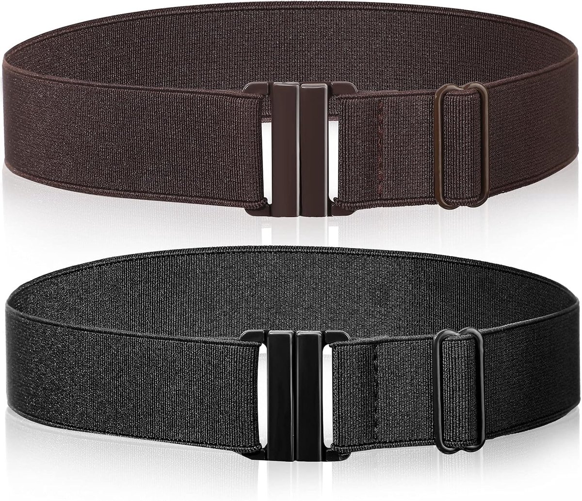 2 stuks onzichtbare elastische riem met platte gesp, bruin, 27,5 Zoll -37 Zoll