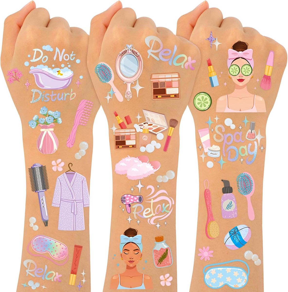 Tijdelijke tatoeages voor meisjes, 99 stuks + Slumber Party Supplies
