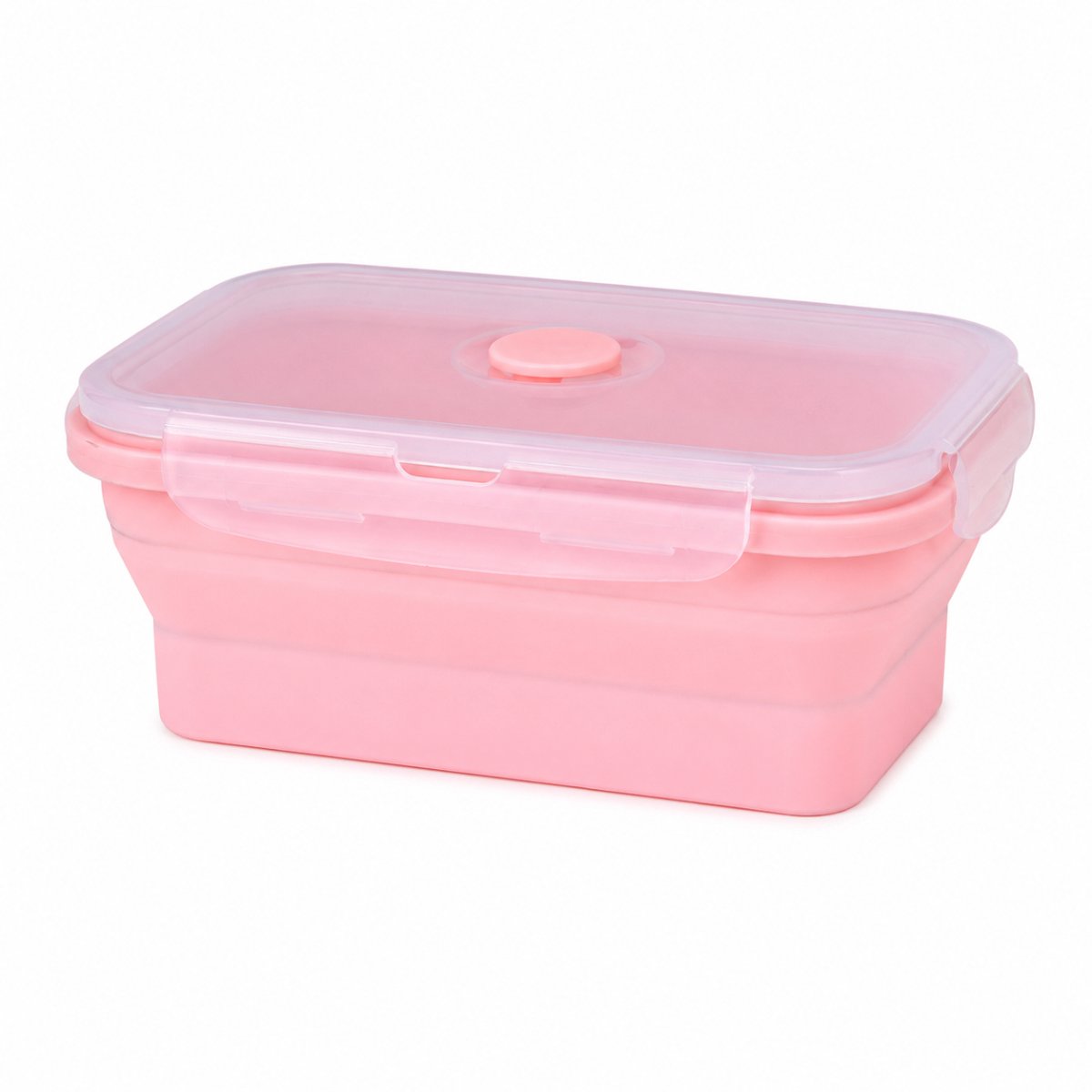 VHV - Lunchbox 1200 ml - Opvouwbaar siliconen bakje - Roze - Onderweg