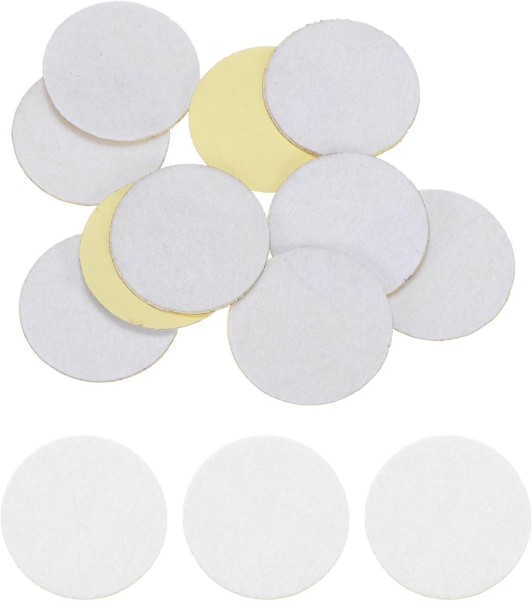 10 stuks ronde zelfklevende viltcirkels, 35 mm, voorgesneden vilten stickers van niet-geweven mini-viltstof voor doe-het-zelf naai- en knutselprojecten, wit