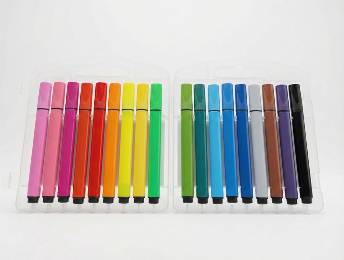 viltstiften set van 18 – ergonomische kleurpotloden in praktische draagdoos – extra zachte punt, ca. 13 cm lengte