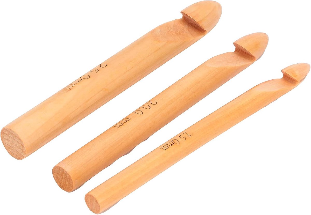 Bamboe Haaknaald Glad Crafting Tool voor Trui Breien 20cm/7.9in Grote Haaknaalden voor Beginners (gebleekte kleur)