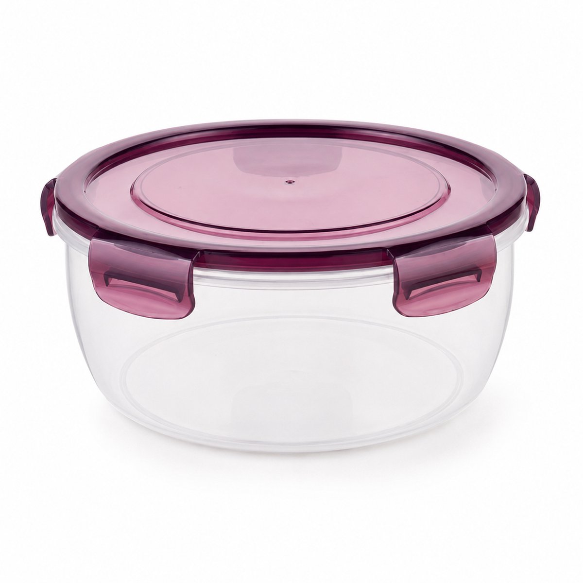 VHV - Vershouddoos 1380 ml - Ronde Bewaardoos met 4 Sluitclips - Magnetronbakje voor Koelkast en Vriezer - Stapelbare Lunchbox - Paars