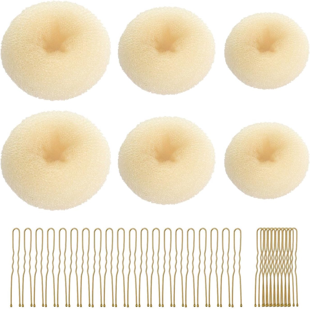 Haardonuts voor broodjesmakerset, 46 stuks haarspelden | 6 stuks haaraccessoires knoopkussens met 40 stuks U-vormige haarspelden, voor kinderen, meisjes en vrouwen
