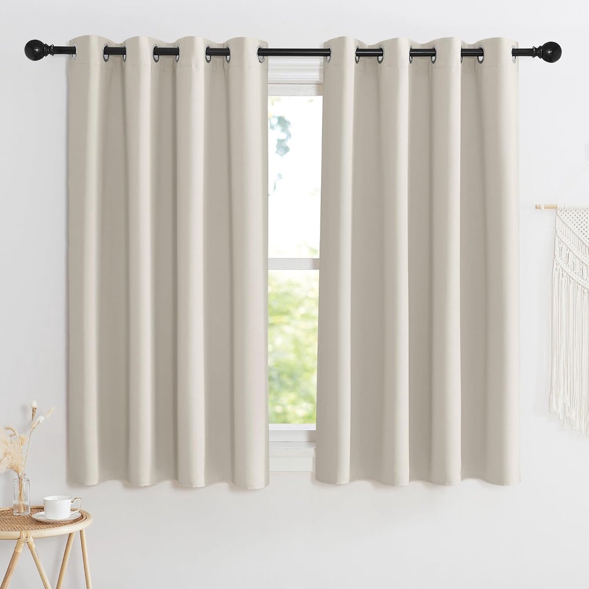 Verduisteringsgordijnen, Isoleren Licht, Geschikt voor Woonkamer Slaapkamer Studeerkamer, Gordijnen Kant en Klaar,140B x 145H cm (2 Panelen),Natuurlijk