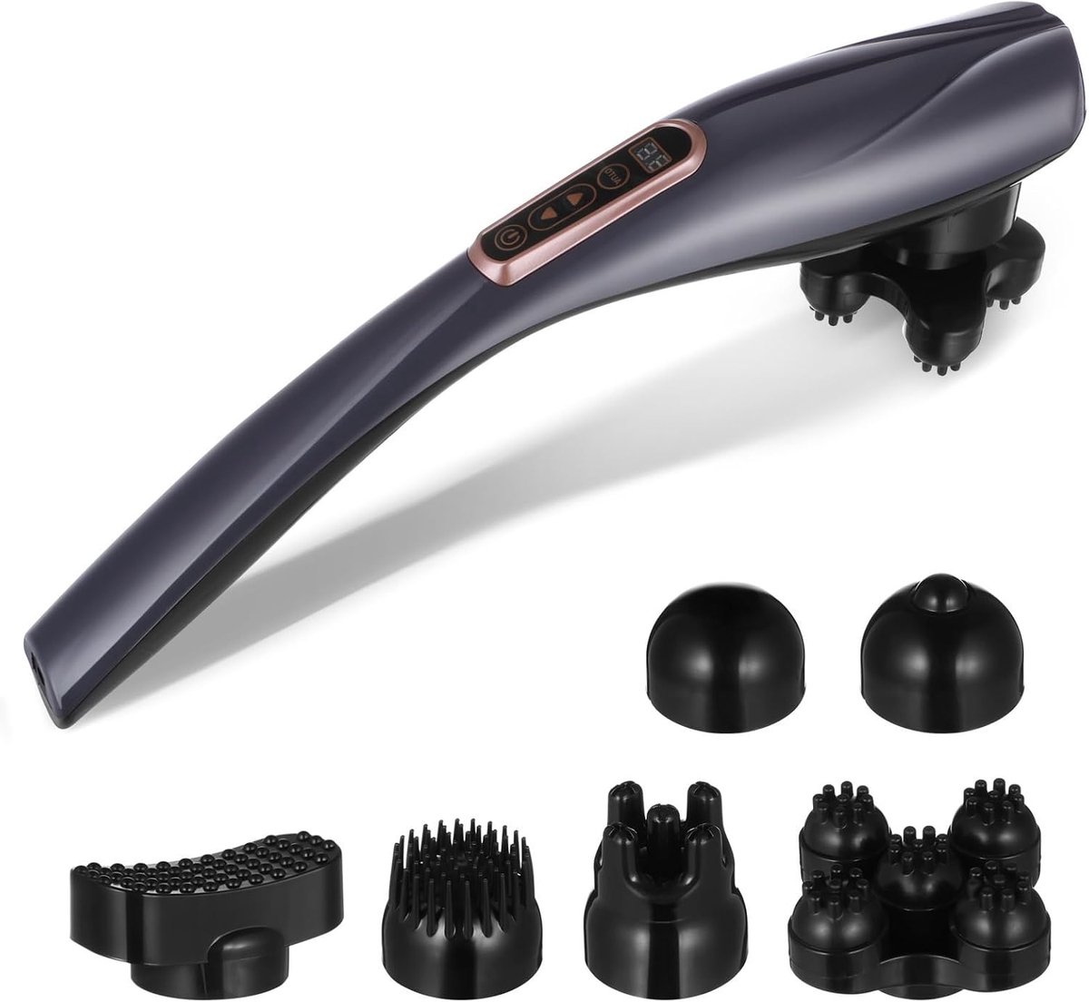 Elektrisch handmassageapparaat met warmtefunctie voor nek en rug – Draagbaar massageapparaat met 2000 mAh-accu en ergonomisch ABS-ontwerp