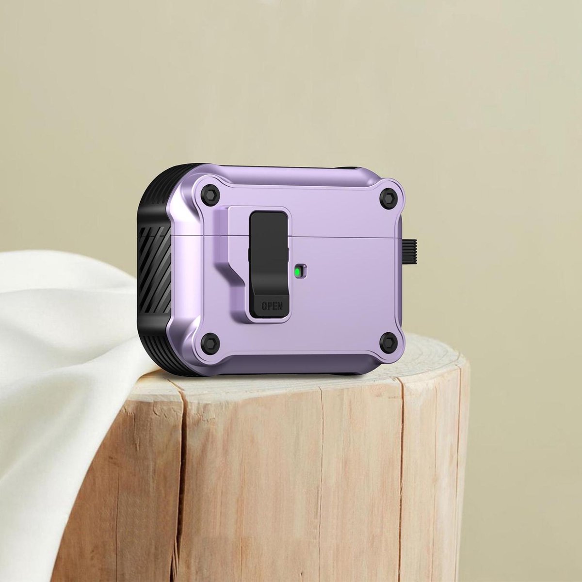 Mobigear Hoesje geschikt voor Apple AirPods Pro 3 Hoesje | Mobigear Armor Clip - Paars