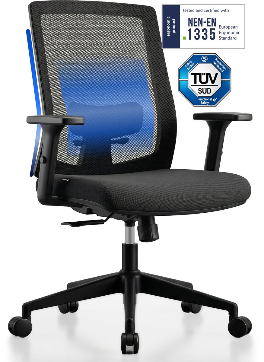 Ella Health Ergonomische Bureaustoel - Tot 140kg - Zwart - Ella Health BV Burg. - €179,99