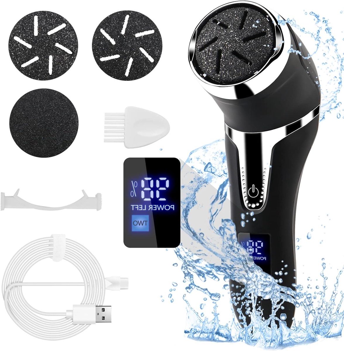Elektrische Eeltverwijderaar - Voetvijl Pedi - Voeten Verzorgen - Super Vacuüm Zuigfunctie - IPX7 Waterdicht - Wit