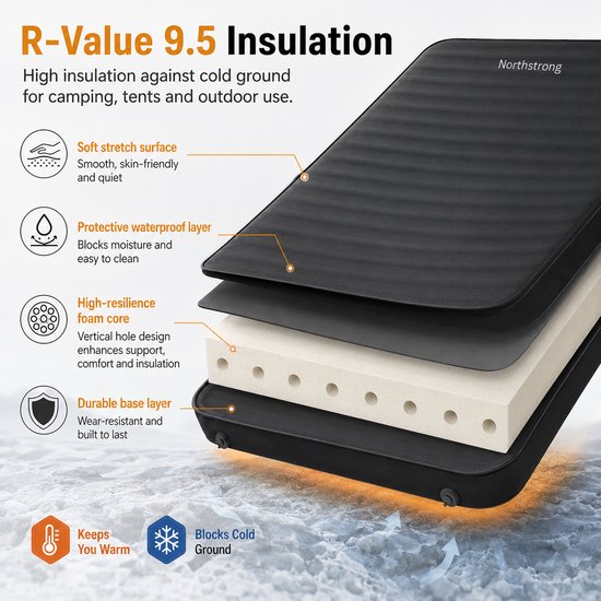 Northstrong - 2 persoons - automatisch opblaasbare super comfortabele matras - extra lang, breed en dik - 200 x 132 x 10 van Northstrong — afbeelding 5