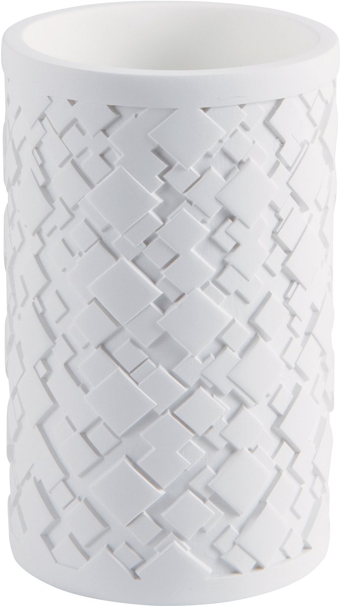 Spirella AGDA Tandenborstelhouder – Tumbler Badkamer Beker voor Tandenborstel en Tandpasta Houder – Wit – 7,3 x 11,6 cm