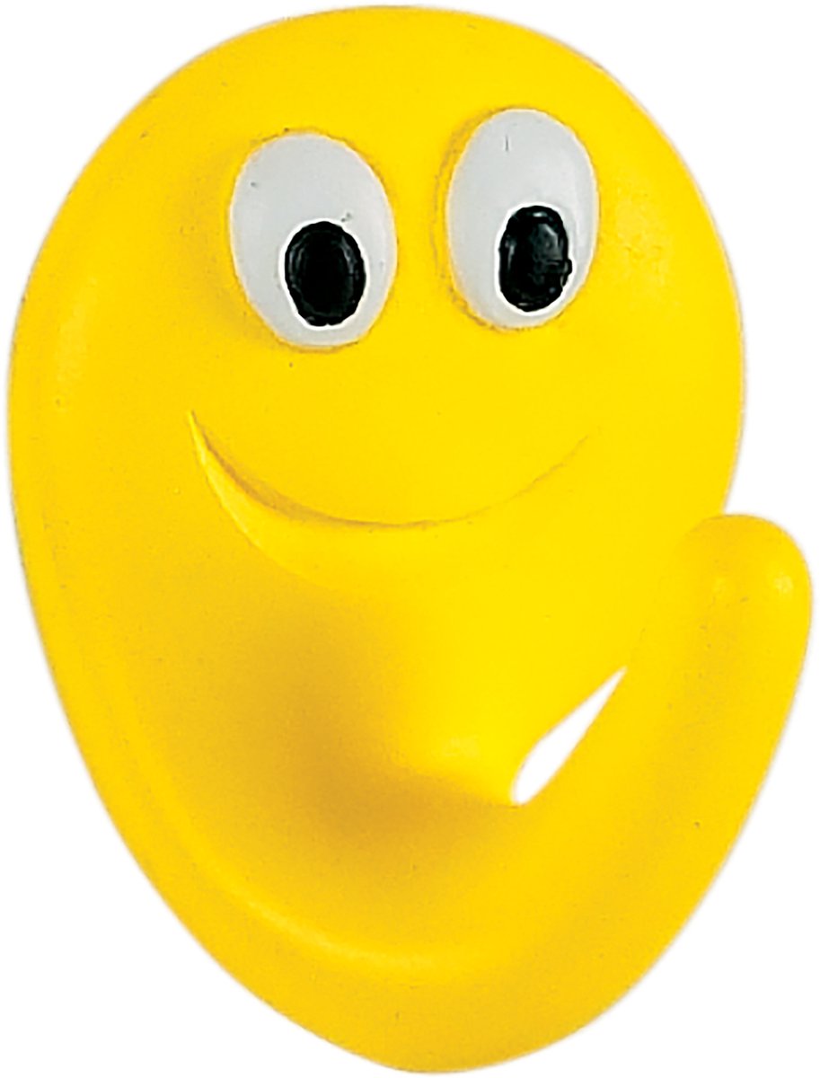 Spirella Smile Zelfklevende Haak – Badkamer Haak zonder Boren – Wandhaak met Speels Design – Geel