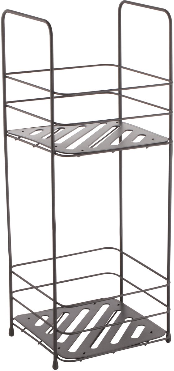 MSV Badkamer Planchet – Stalen Badkamerplanchet voor Badkamer Opbergruimte – Mat Zwart – 16,5 x 15,5 x 40 cm