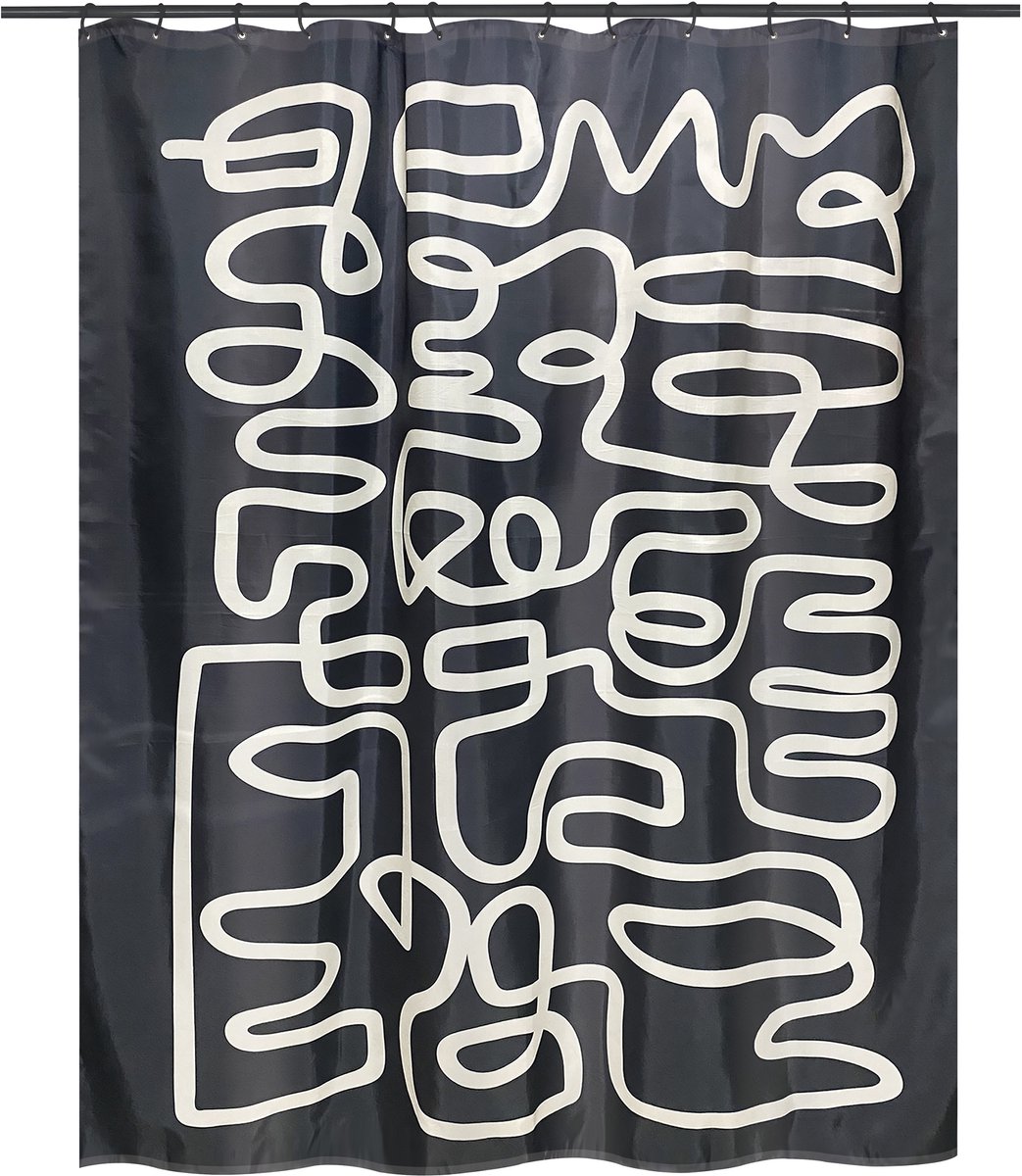MSV Chiara Douchegordijn Zwart - Waterbestendig Polyester Douchegordijnen - 180x200 cm