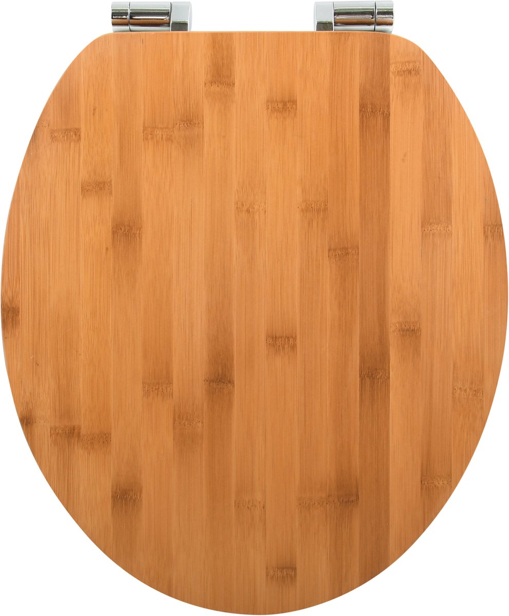 Spirella Bamboe Toiletbril – WC-bril met Zinken Scharnieren voor Stabiel Comfort – Natuurlijk Bamboe