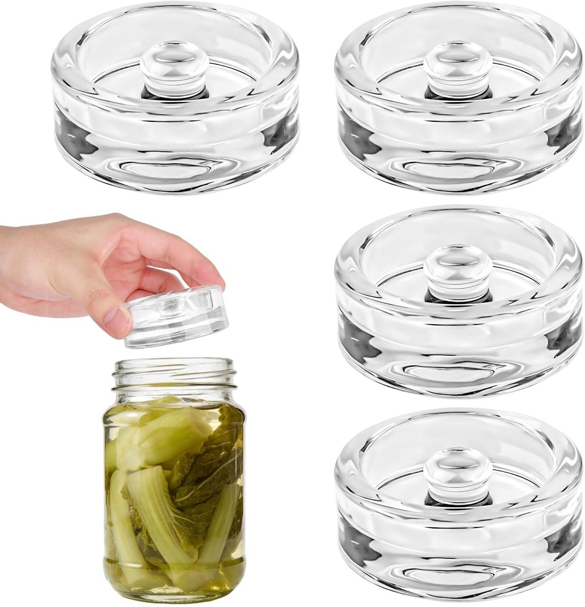 4 stuks glasgewichten voor gisting, diameter 7 cm, fermentatiegewichten voor levensmiddelglas met lichte grip, voor kimchi zuurkool zonder geurvorming