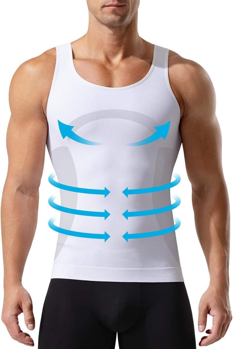 Kevin Shapewear Compressieshirt voor heren, buikweg-onderhemd voor heren, bodyshaper, tanktop zonder mouwen, voor een platte buik