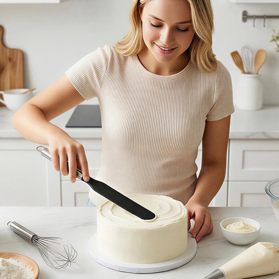 Verteiler Und Spatel - Teigverteiler Wender Für Crêpes Maker - Edelstahl Und Silikon Backwerkzeuge Für Zuhause Küche Backen Kochen — afbeelding 4