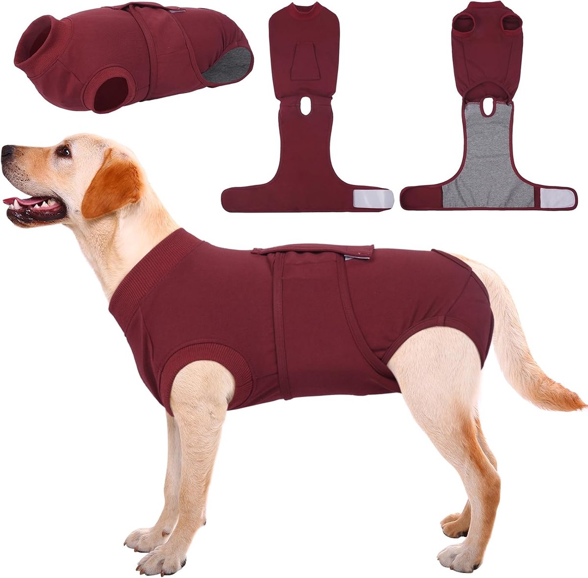 Medisch hondenvest voor chirurgie, verstelbaar medisch hondenpak voor mannelijke en vrouwelijke honden, postoperatief beschermend hemd, alternatief voor kegels, rood, XL