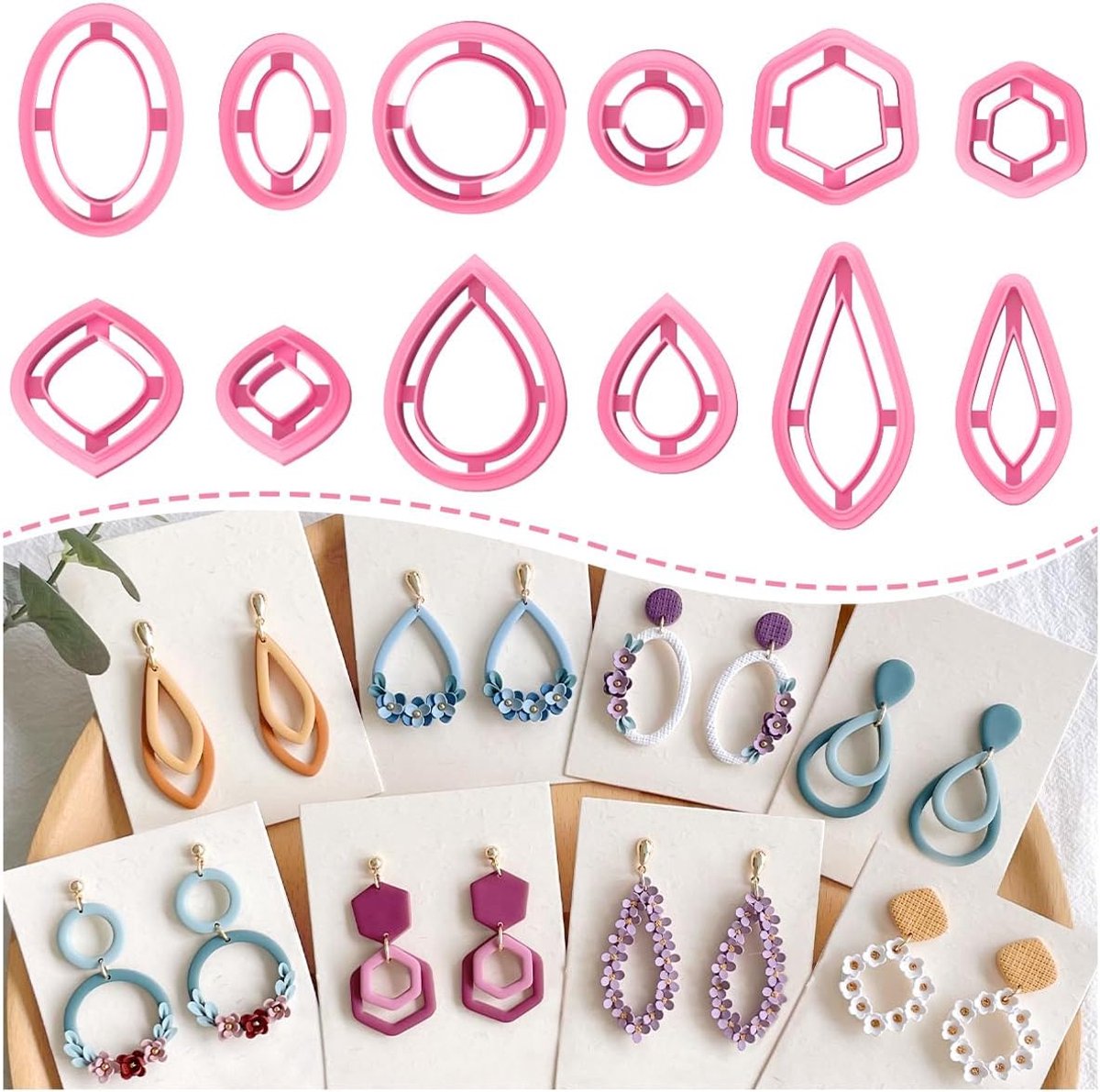 Concentrische Cirkel Klei Cutters voor Polymeer Klei Sieraden, 12 Vormen Organische Polymeer Klei Cutters voor Oorbellen