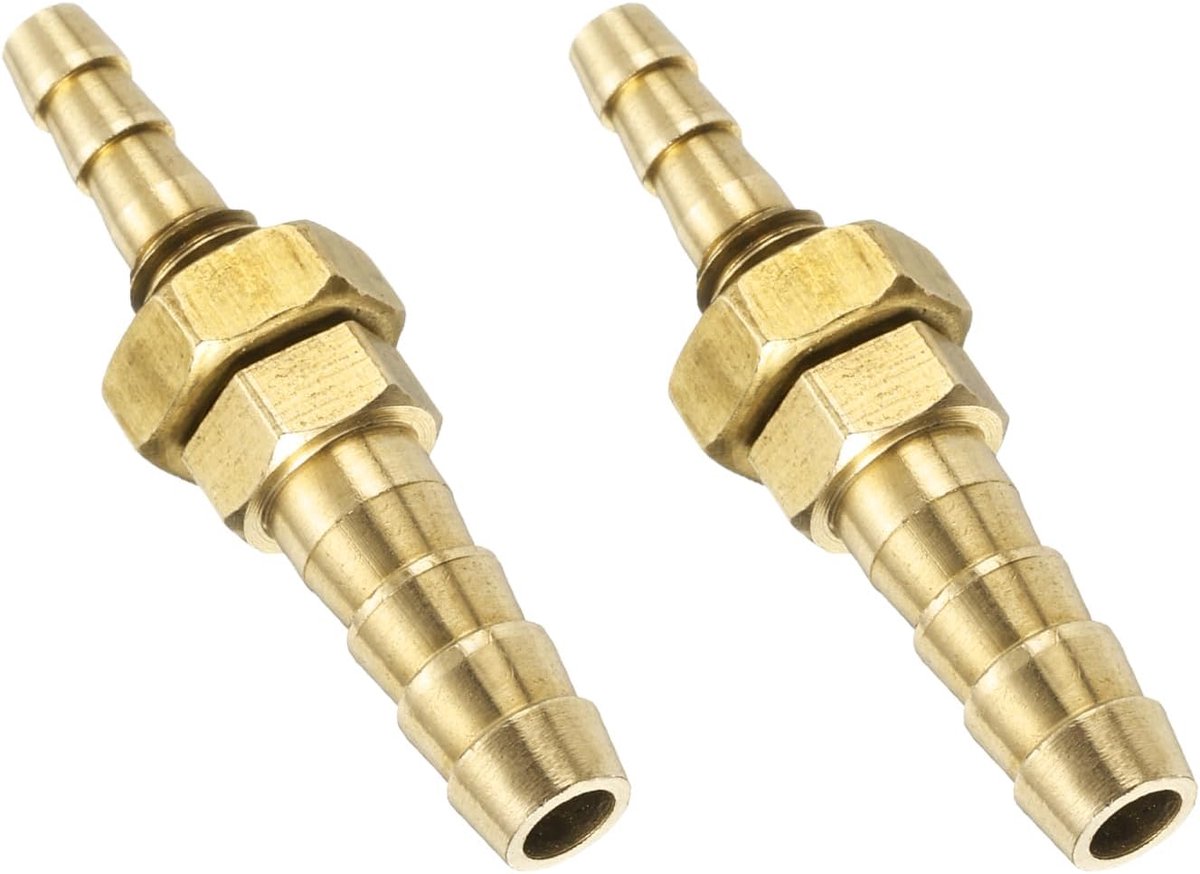 2 stuks messing slangaansluitingen rechte verbindingskoppeling, 1/4 inch x 3/16 inch ID messing slangkoppelingen 1,5 inch x 0,39 inch (l x b) voor het verbinden van water- en luchtslangen