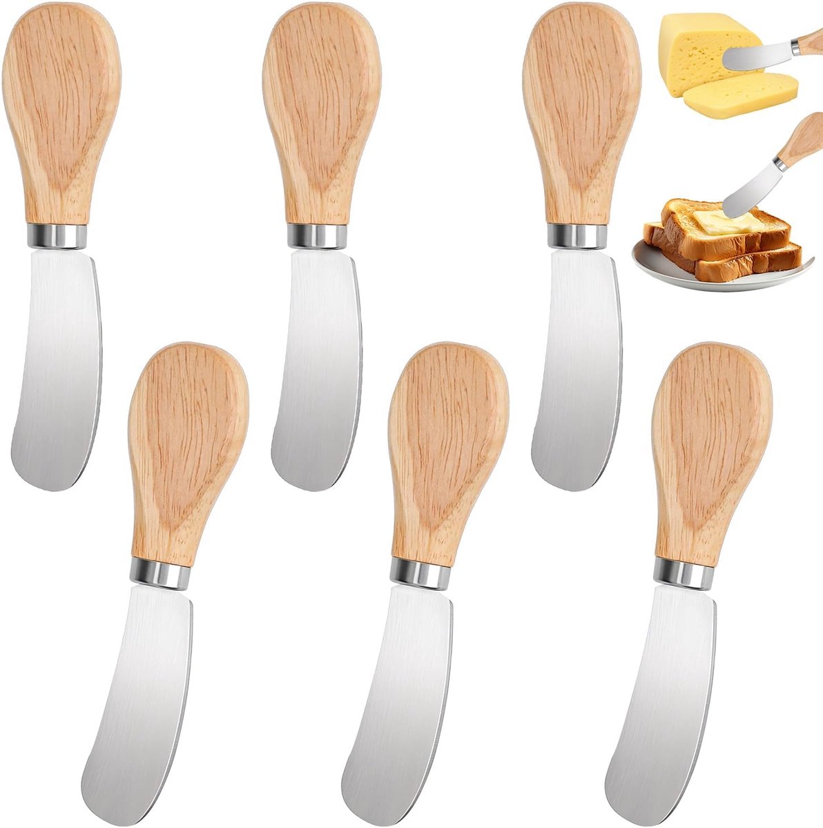 Botermessen,Roestvrij Staal Multifunctionele Boter Messen | 12.2×2.2cm Klein Botermes, Boter Kaasspatel, Dessertmessenset, voor Kaas Boter Jam Dagelijks Ontbijt Spreader