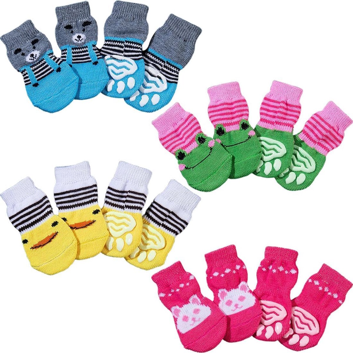 16 antislip sokken voor honden en katten, pootbeschermingssokken, pootbeschermers voor honden en katten