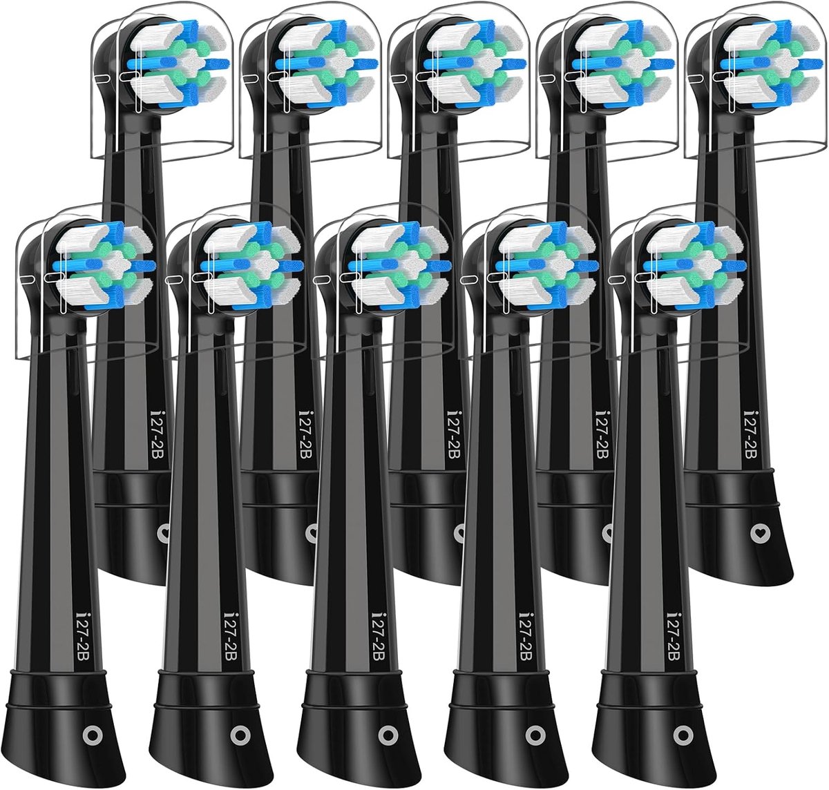 10 opzetborstels, compatibel met Oral B iO 2/3/4/5/6/7/8/9/10 elektrische tandenborstels, IO borstelkop, medium borstelharen, compatibel met Oral B iO (zwart)