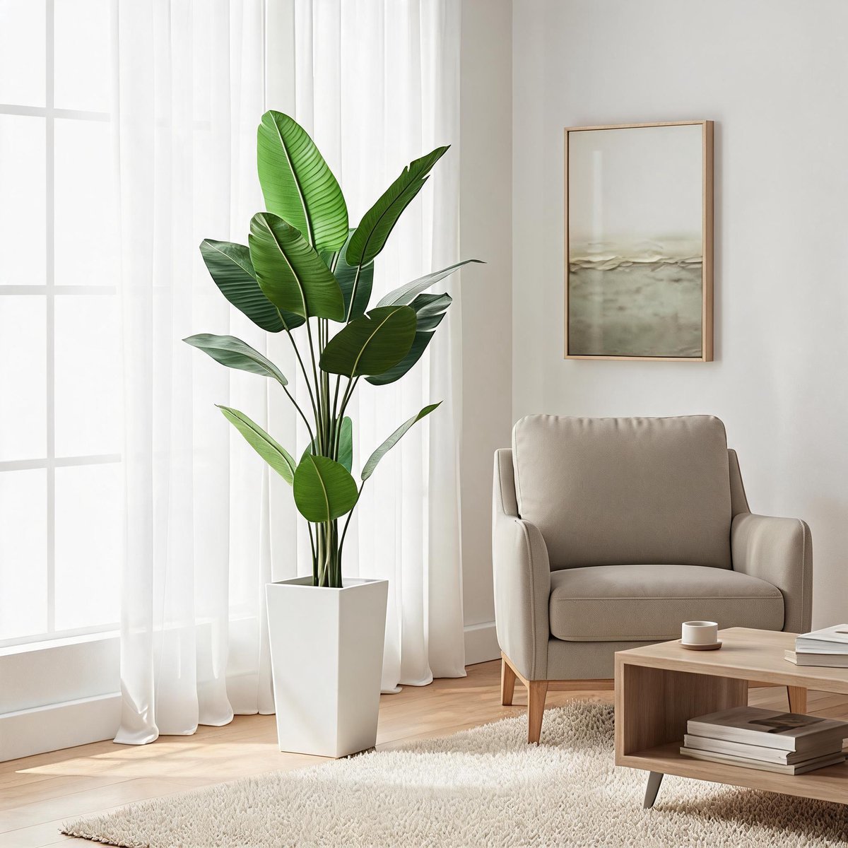 Triumpunpre - Nep Reizigerspalm 4.8FT - Natuurlijke Houtstam - Onderhoudsvrije Tropische Decor