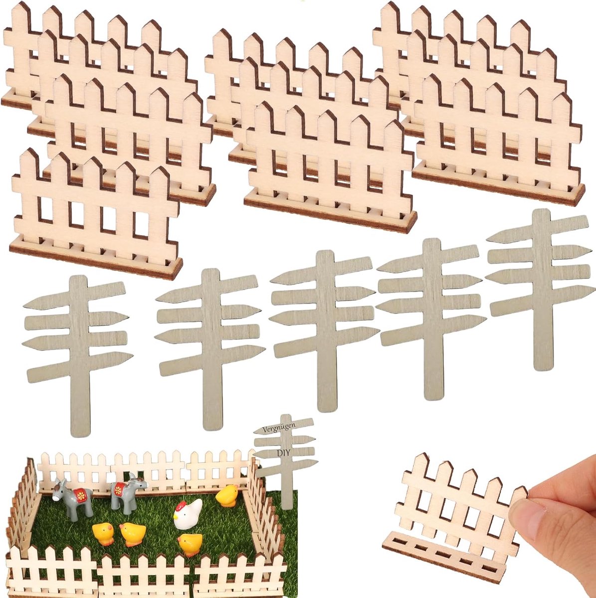 15 stuks miniatuurdecoratie, miniatuur tuinwegwijzer, miniatuur straatbord, wegwijzer hout tuin, wegwijzer bord, miniatuur kabouteraccessoires voor miniatuurtuinen, dwergenhuizen, poppenhuizen