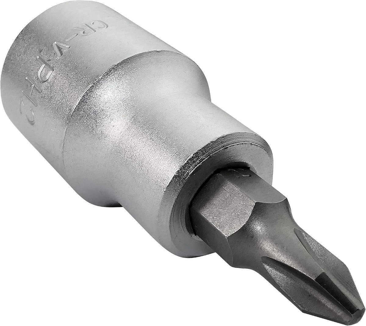 - C45083 - schroevendraaier bus 1/2 voor kruiskopschroeven - Monoblock PH2 x 55 mm - Bit voor moersleutel/handmatige/pneumatische ratel - van CR-V staal - Kleur zilver