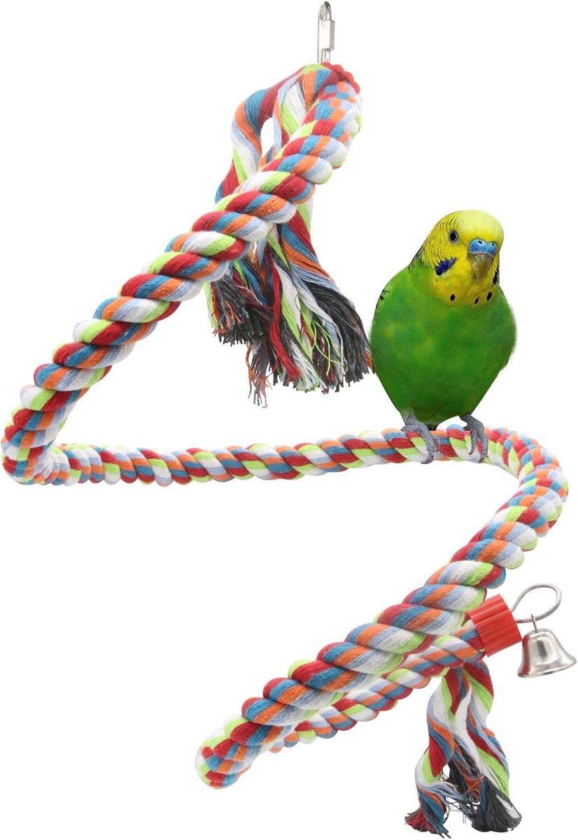 160cm Vogel staande klimspeelgoed, vogel spiraal touw swing speelgoed, papegaai parkiet touw, kooi kleurrijke papegaai speelgoed, voor papegaai parkiet parkiet parkieten dwergpapegaaien