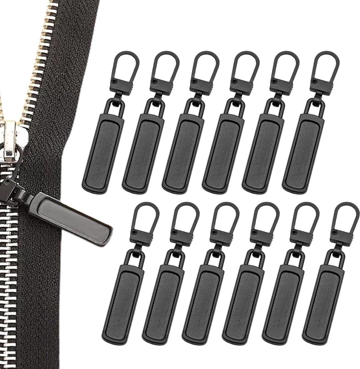 Rits reserveonderdelen, 12 stuks metalen rits, universele ritssluiting, vervangende ritssluiting, reparatieset, afneembaar, voor portemonnee, jurken, jeans, koffer, bagage