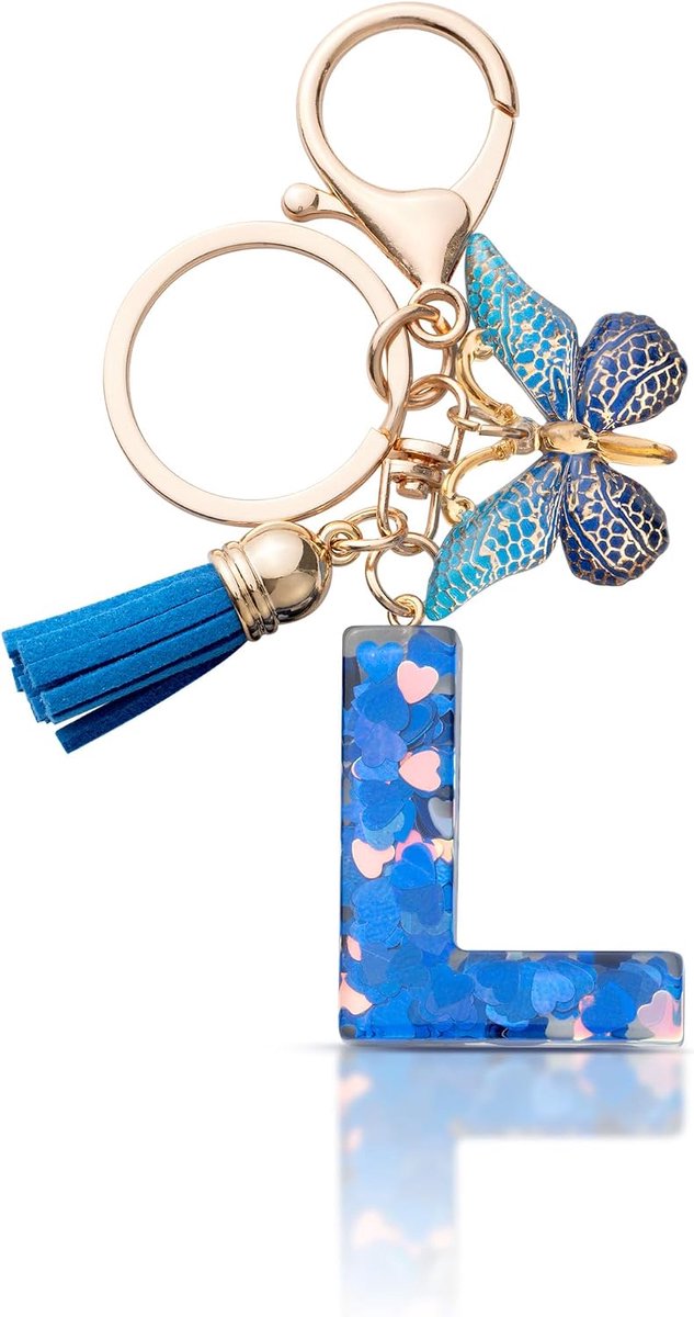 Sleutelhanger letter meisjes sleutelhanger met beginletters hanger sleutel letter sleutelhanger voor vrouwen dames, koningsblauw, S