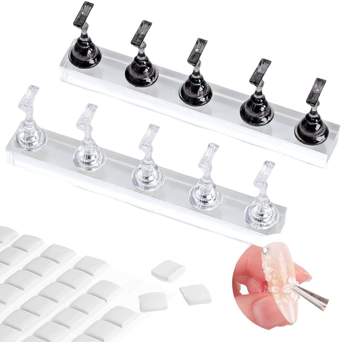 2 sets acryl nageldisplaystandaard, magnetische nagelstandaard voor nagelpunten, manicure-gereedschap voor thuis en in de salon