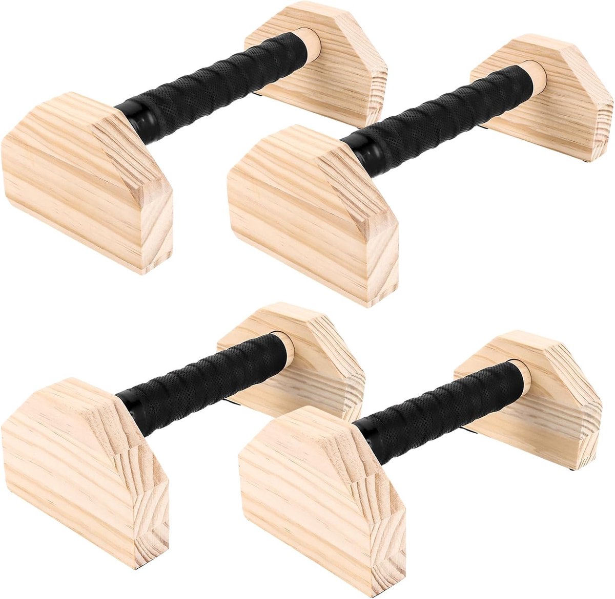 Set van 4 push-upgrepen, van hout, handstand, push-up-bars, parallettes voor handstand, push-ups (25 cm + 30 cm)