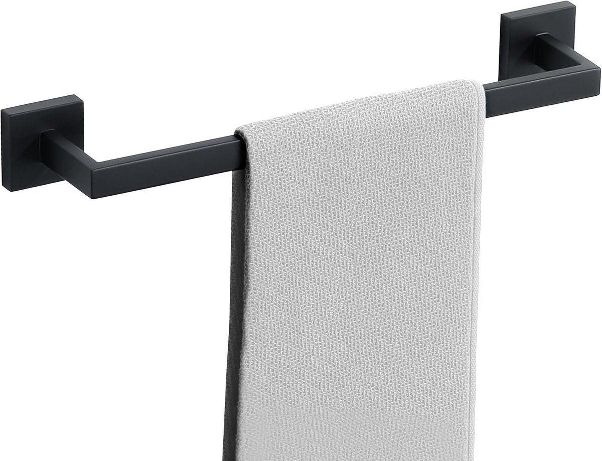 Vierkante handdoekhouder, 304 roestvrij staal, handdoekhouder, handdoekhouder, met boren, gastendoekhouder, handdoekhouder, wandhouder voor badkamer en keuken (40 cm)