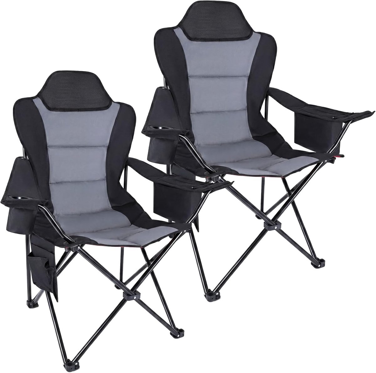 PRO Campingstoel opvouwbaar, visstoel, vouwstoel, hoge rugleuning, strandstoel, klapkruk, XL, zwart-groen