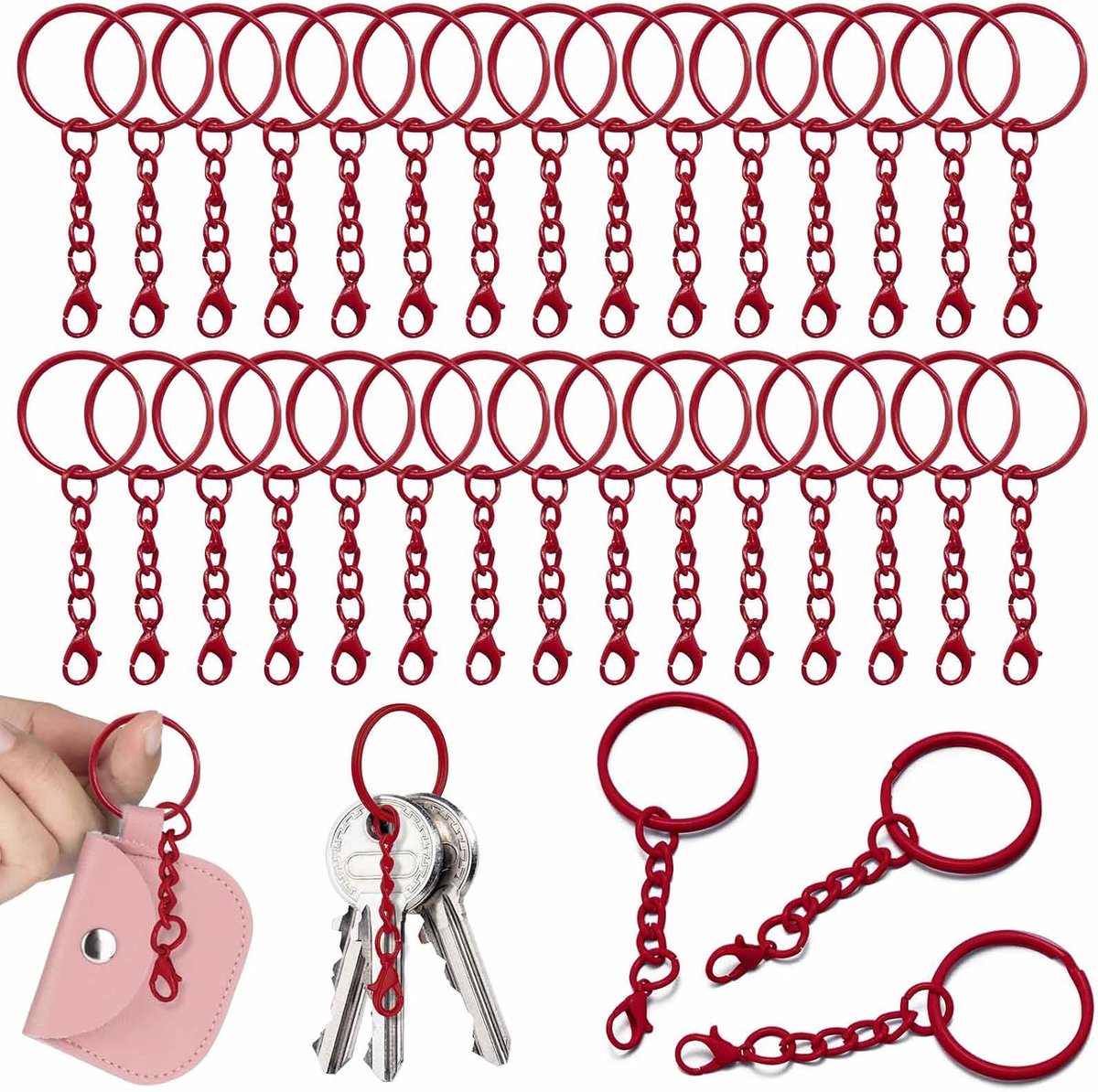 100 stuks sleutelhangers, sleutelhangerset, sleutelring voor knutselen, sieraden maken