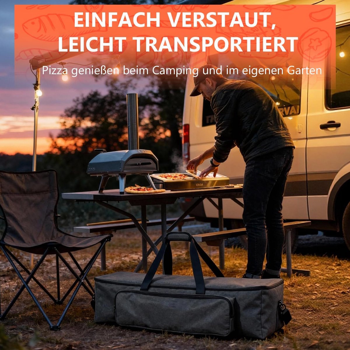 draagtas compatibel met Ooni Karu 12 & Karu 2, draagtas voor pizzaoven, accessoires, outdoor transporttas met schoorsteenzakken, waterafstotend, robuust, alleen tas – foto 4