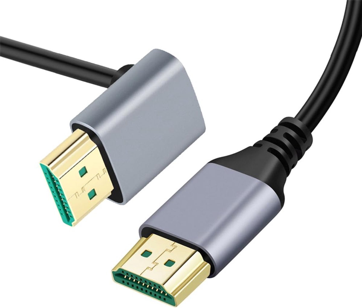 xiwai 8K HDMI 2.1 Ultra Dunne HDTV Kabel 1m 4K Hyper Super Flexibele Slanke Cord Up Hoek 90 Graden Type-A Mannelijk naar Mannelijk voor Computer HDTV Projector Home Theater